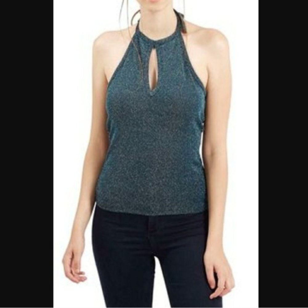 Topshop Glitter Halter-top Tank